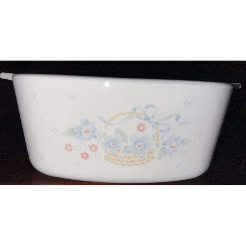 Vintage CorningWare Floral Basket A-1 1/2 B White‎ Casserole Dish 1.5L Glass Lid